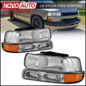 Conjunto de par de faros cromados para Chevy Suburban 1500 2500 Tahoe 2000-2006 nuevo - Imagen 1 de 16