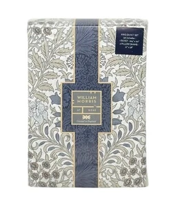 WILLIAM MORRIS England KING Cotton Percale Garden Natural & Blue Duvet Cover Set - Picture 1 of 8