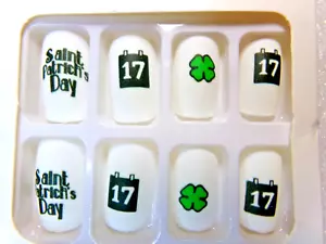 Hágalo usted mismo uñas verde irlandés trébol de la suerte día de San Patricio mate mediano - Imagen 1 de 2