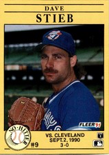 1991 Fleer Box Bottom #9 Dave Stieb Toronto Blue Jays Card GW1