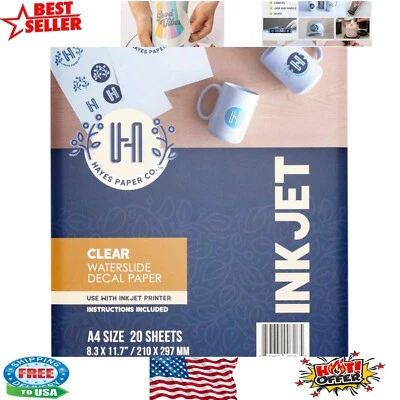 20 Sheets of Clear Waterslide Decal Paper for Inkjet - A3 Size, Precision Prints - Image 1 of 4