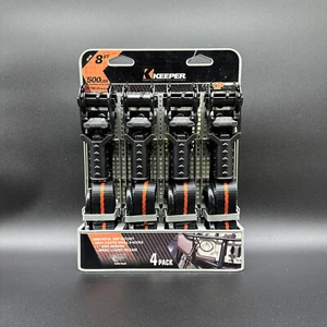 Paquete Keeper de 4 amarres de trinquete de 8 pies 500 libras mango acolchado con agarre de diamante - Imagen 1 de 5