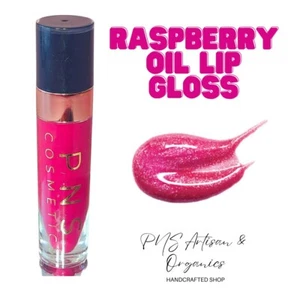 Raspberry Oil Lip Gloss, organic handmade, dryness, moisturizer, Raspberry Scent - Picture 1 of 8
