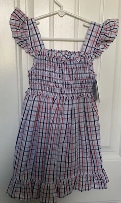 NUEVO CON ETIQUETAS VESTIDO Bella Bliss Talla 5, Calado, Cuadros, Volantes, Mangas Acampanadas, 5 Foto 1 de 4