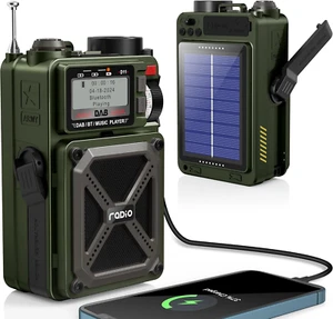 Portable DAB/DAB+ & FM Radio with Bluetooth 5.3, Solar Radio, 4000Mah Emergency - Picture 1 of 12