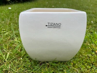 Porzellan Design-Übertopf Tiziano weiß marmoriert Blumentopf Neu - Bild 1 von 4