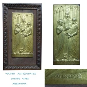 Interesting Le Mariage old Leon Dusouchet French bronze plaque sacrament - Picture 1 of 4