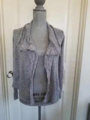 Lucky Brand Girls Cardigan Size Large Gray Open Front Lace Long Sleeve - Imagem 1 de 4