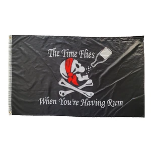 3'X5' Jolly Roger Il tempo vola quando hai rum bandiera/striscione/arazzo - Foto 1 di 4
