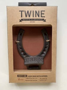 Twine Lucky Horseshoe Bottle Opener Open Here Cast Iron Beer Wall Mount Rustic - Picture 1 of 10