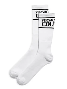 NEW W TAGS Versace Jeans Couture Logo Stripe Socks in White, Sz 10-13 - Picture 1 of 1