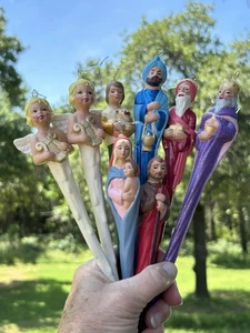 Krippe Eiszapfen Stil Weihnachtsschmuck 8" Heilige Familie Weise Engel Hirte - Bild 1 von 15