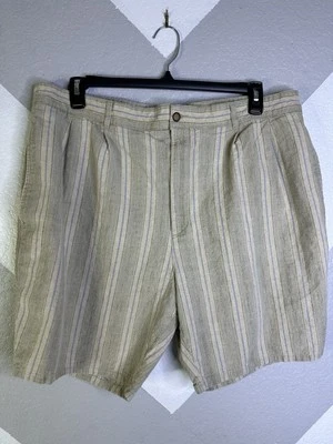 Baxter Brand Mens Natural Clothing Co Size 42 Linen Blend 8” Chino Stripe Shorts - Image 1 of 4