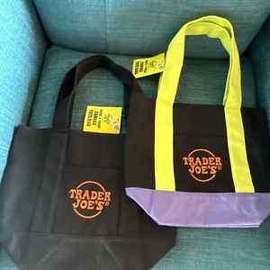 2 Trader Joe’s Halloween Trick or Treat Canvas Tragetasche Mini schwarz limitiertes Set - Bild 1 von 2
