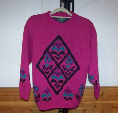 SUÉTER DE MANGA LARGA MAGENTA VINTAGE PARA MUJER (AÑOS 90) de CABIN CREEK (TALLA MEDIANA) Foto 1 de 4