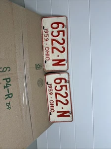 Placa de matrícula vintage Ohio 1959 6522 N - Imagen 1 de 10