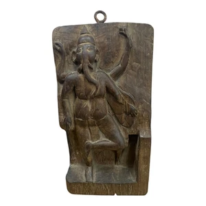 Antigua estatua/figura vintage de 1900 del dios Ganesh de madera hecha a mano - Imagen 1 de 10