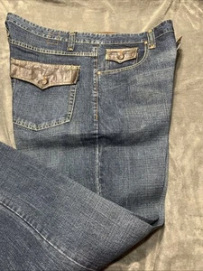 Vintage Karl Kani Gold Jeans Mens 44x34 Jeans Baggy Denim Dark Wash -55%Ramie - Picture 1 of 10