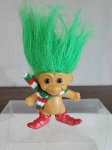 Vintage Russ Troll Puppe rot Bonbon gestreift grüne Haare lustige Feiertage Weihnachten Elf 3 Zoll - Bild 1 von 8