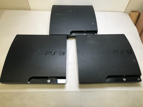 Lot Of 3 Sony PlayStation 3 Slim Black Consoles for Parts or Repair