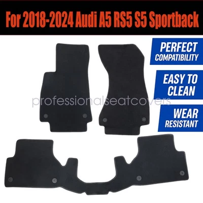 Replacement Front & Rear Floor Mats Carpet Velour For 2018-2024 Audi A5 RS5 S5 - Image 1 of 4