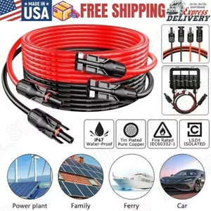 10AWG Black Red Solar Panel Extension Cable Silicone Flexible Wire Connector6mm² - Picture 1 of 17