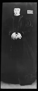 ANTIQUE Magic Lantern Slide THE DUCHESS OF MILAN C1910 HANS HOLBEIN THE YOUNGER - Picture 1 of 2