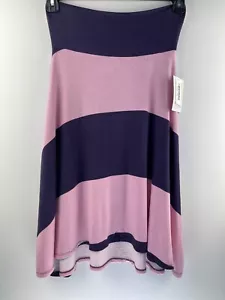NEW LuLaRoe Azure A-Line Knee Length XS Skirt - Pink Purple Stripe Rayon Blend - Picture 1 of 5