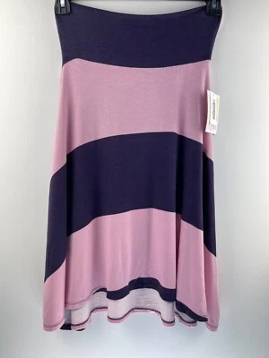 NUEVA Falda LuLaRoe Azul Línea A Hasta la Rodilla XS - Rosa Púrpura Rayas Mezcla Rayón Foto 1 de 4