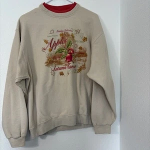 Vintage Jerzees Langarm-Sweatshirt Rundhalsausschnitt beige Doppelkragen Größe Large - Bild 1 von 8