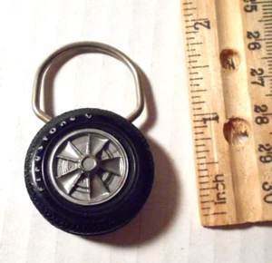 Vintage Firestone tire Wheel Keychain Keyring Promo Addison Illinois W.A.R. - Picture 1 of 3