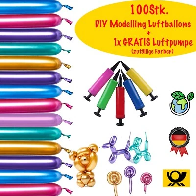 SPARSET Modellierballons DIY Bunte lange Luftballons 260Q Metallic Ballons Pumpe - Bild 1 von 4