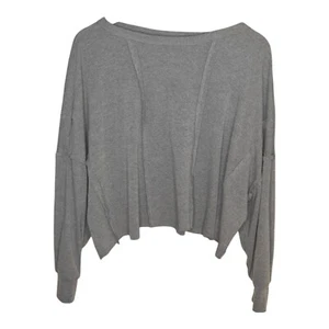 Andree By Unit Gray Long Sleeve Pullover Top Raw Hem Comfy Oversized Casual S - Picture 1 of 6