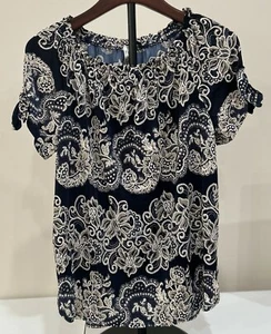 PERSEPTION CONCEPT Women's Top Pullover Short Sleeve Embellished Medium NWT - Picture 1 of 7