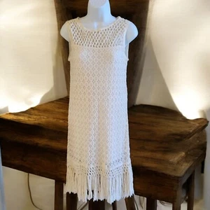 Chelsea & Violet Sleeveless Crochet Lace Dress W Fringe Hem- XS - Picture 1 of 7