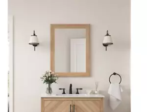 Bathroom Vanity Mirror 24 in. W x 32 in. H Rectangular Framed in Weathered Tan - Picture 1 of 6