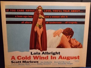 Title Card 1961 COLD WIND IN AUGUST stripper Lola Albright seduces teenage boy