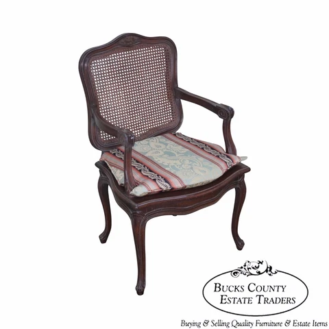 Quality French Louis XV Style Cane Back Arm Chair Cover