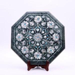 Adorable mesa de centro con tapa de mármol verde de 24" decoración de pasillo de piedra madreperla - Imagen 1 de 9
