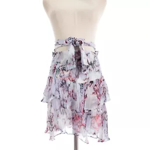 IRO NWT Joric Tie-Front Printed Ruffle Mini Skirt Size 38 US 6 Lilac/Multicolor - Picture 1 of 11