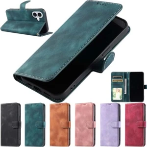 For iPhone 16 Pro 15 14 13 12 11 SE 7 8 Wallet Card Slot Flip Leather Case Cover - Picture 1 of 42