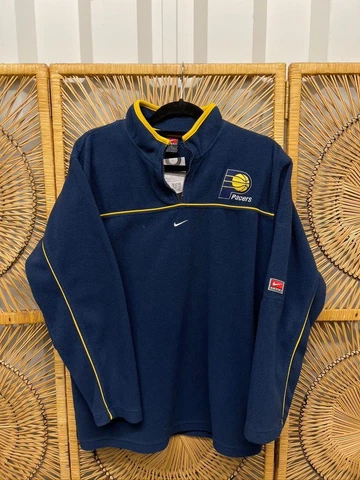 90s Nike Team Indiana Pacers NBA Basketball Center Check 1/4 Zip Fleece Size XL Cover