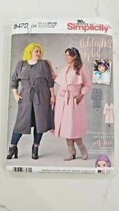 Simplicity 8472 Coat Lined Sewing Pattern Misses Size 26 - 34 Women's UC FF - Picture 1 of 8