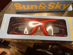 Sun & Sky Adult Adjustable Swim Goggle RED Anti-Fog Lens New Sealed! - Picture 1 of 5