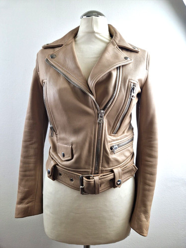 ACNE STUDIOS giacca da donna giacca di pelle taglia 34 giacca beige #1161