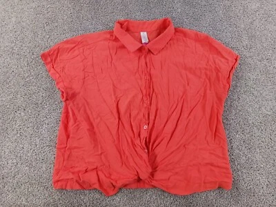 无边界青少年短袖纽扣衬衫 XXL 19 粉色珊瑚领 — 第 1/4 张图片