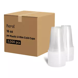 Karat 16oz PP Plastic U-Rim Cold Cups (95mm) - 2,000 ct, C1011 (Karat) - Picture 1 of 10