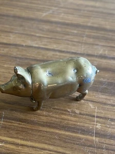 Antike viktorianische Neuheit unpoliertes Messing Schwein Vesta Etui 1,5" lang - Bild 1 von 8