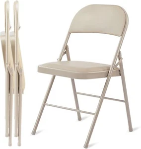 2 Pack Folding Chairs with Padded Cushion and Back Metal Frame Up to 350 Lbs - Picture 1 of 18