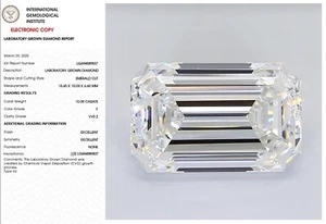 10.09 Emerald Lab Grown Diamond For Engagement Ring IGI Certified F VVS2 - Picture 1 of 10